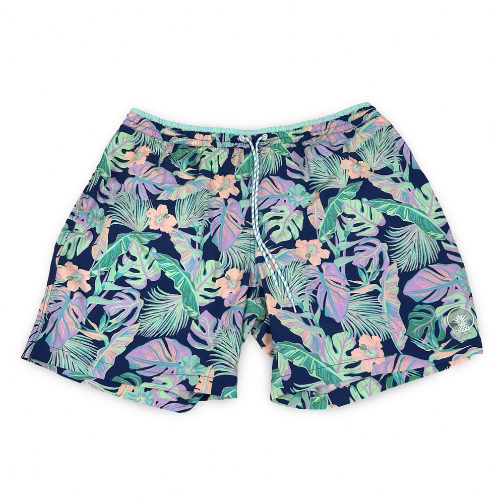 Chubbies Mens XXL Swim Trunks 7" Inseam The Night Faunas Blue Pink Tropical